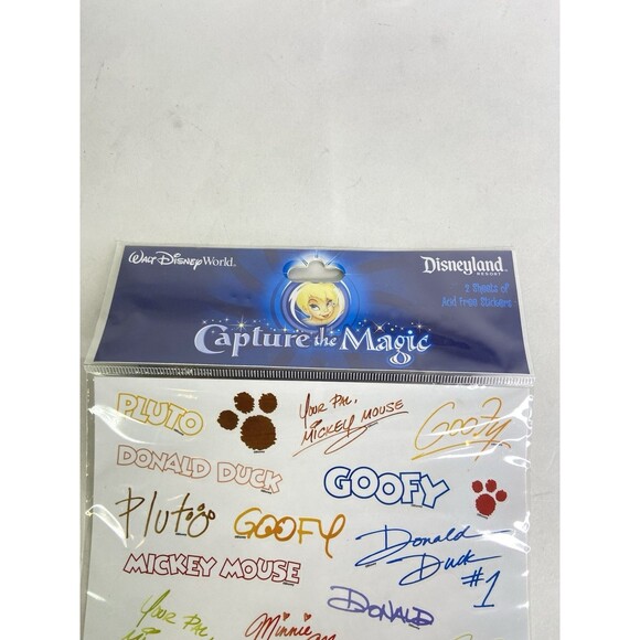 Disney Disneyland Resort Capture the Magic Name Autograph Stickers 2 Sheets NEW - Picture 2 of 4